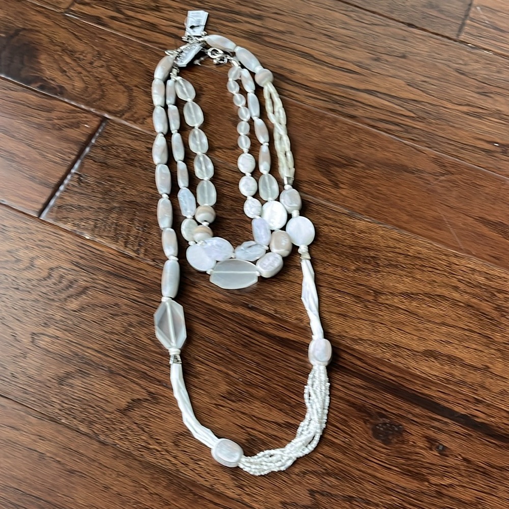 Chico's set of 2 White Beaded Necklaces